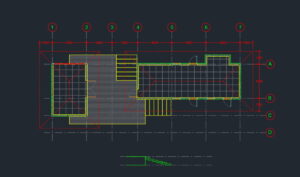 แปลนพื้นอาคาร 2 ชั้น แสดงแบบร่างสถาปัตยกรรมในโปรแกรม CAD